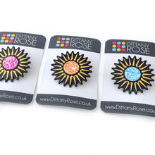 Load image into Gallery viewer, Brightly coloured brooches made by Dittany Rose